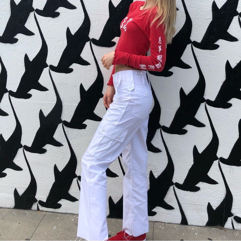 Urban Outfitters White Cargo Pants | Low rise | Straight leg